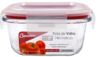 BV3802R - VD POTE VIDRO QUAD 320ML - VERMELHO - INCOM
