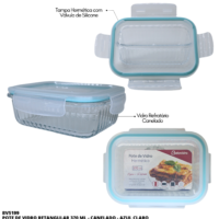 BV5199 - POTE VIDRO CANELADO RETANGULAR 370ML - AZUL