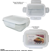 BV5200 - POTE VIDRO CANELADO RETANGULAR 370ML - BRANCO