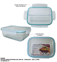 BV5205 - POTE VIDRO CANELADO RETANGULAR 1040ML - AZUL - finalizar