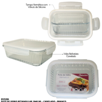 BV5206 - POTE VIDRO CANELADO RETANGULAR 1040ML - BRANCO - FINALIZAR