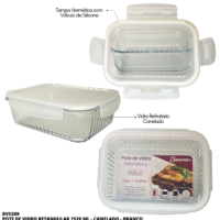 BV5209 - POTE VIDRO CANELADO RETANGULAR 1520ML - BRANCO