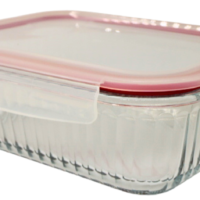BV5210 - POTE VIDRO CANELADO RETANGULAR 1520ML - VERMELHO