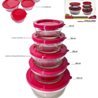 BV5241 - CONJUNTO 5 PEÇAS POTE COM TAMPA - VERMELHO - finalizar