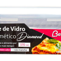 BV6012 - POTE VIDRO DIAMANTE RETANGULAR 370ML - BRANCO