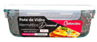 BV6012 - POTE VIDRO DIAMANTE RETANGULAR 370ML - BRANCO