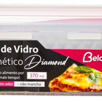 BV6013 - POTE VIDRO DIAMANTE RETANGULAR 370ML - VERMELHO