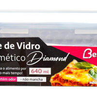 BV6015 - POTE VIDRO DIAMANTE RETANGULAR 640ML - BRANCO