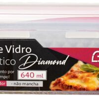 BV6016 - POTE VIDRO DIAMANTE RETANGULAR 640ML - VERMELHO